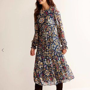 Boden Tie Detail Tiered Midaxi Dress EUC
